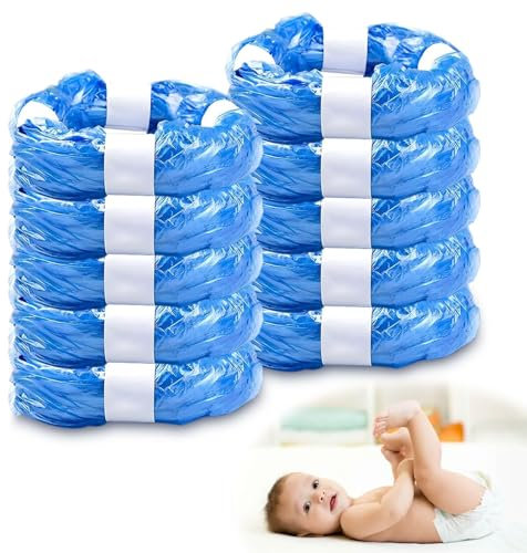 Forbabe 10 Stück Nachfüllfolie für Windeleimer, 4,5m Hohe Kapazität Windeleimer Nachfüllbeutel - Bis zu 320 Windeln, Kompatibel mit Nachfüllkassetten von Angelcare/Tommee Tippee/Litter Locker - Blau