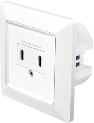 LogiLink PA0332 - Unterputz Steckdose mit 2X USB-C (25W/15W), PD (PowerDelivery 3.0), Schutzklasse IP20