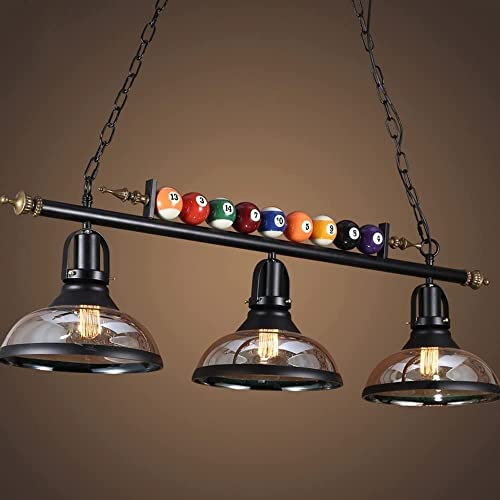 3-Light Billiard Pendant Light Chandelier With Dome Glass Industrial Pool Table Hanging Lamp Cluster Pendant Lighting Kitchen Island Light Bar Table Bedroom Retro Hanging Ceiling Lantern