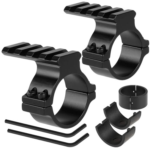 PBTMCD Adaptateur De Bague De Lunette en Alliage D'aluminium avec Rail, Supports De Pince De Lumière Tactique for Optique De Lunette De Lampe De Poche(2 Pack)