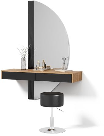 Livinity Schminktisch Ascona Schwarz | mit Beleuchtung und Hocker