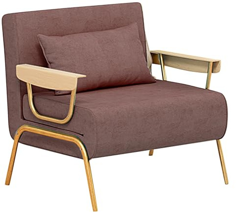 Sofffåtölj Hopfällbar 3in1 med Skummadrass Reclinerfåtölj med 6-Positionsjusterbart Ryggstöd Konvertibel Bäddsoffa för Vardagsrumssoffa, Extrasäng för Gäster(Brown,186 * 83 * 30cm)