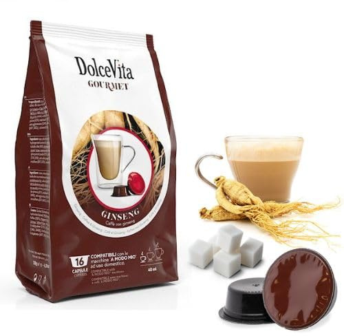 48 Capsule GINSENG DOLCE - DOLCE VITA Compatibili con A Modo Mio - Prodotto Senza Glutine - Per Macchine Caffè Sistema A Modo Mio -