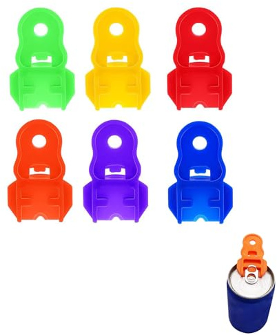 Abrelatas de Anilla Fácil de Abrir,6 Piezas Manual de Plástico,Abridors de Botes,Abridor de Latas de Bebidas para Lata de Coca Cola,Cerveza y Refrescos,Abridor de Latas Colorido(6 Colores)