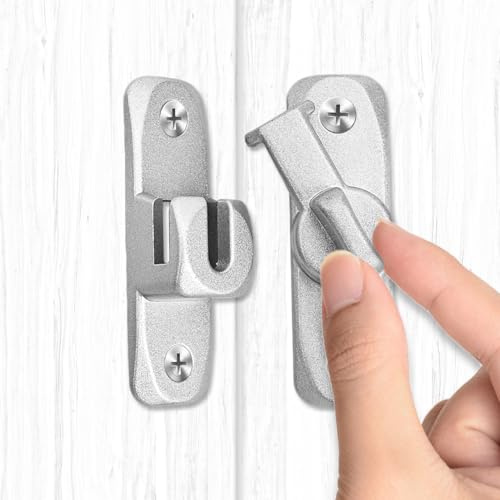 1 Pc Silver Sliding Door Latch, Aluminum Alloy Door Lock, Interior Snap Latch for Bathroom, Bedroom, Barn, or Window