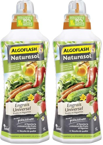ALGOFLASH NATURASOL Engrais Liquide Universel Fruits et Légumes, 1 L, UAB, ALBIOLEG1 (Lot de 2)