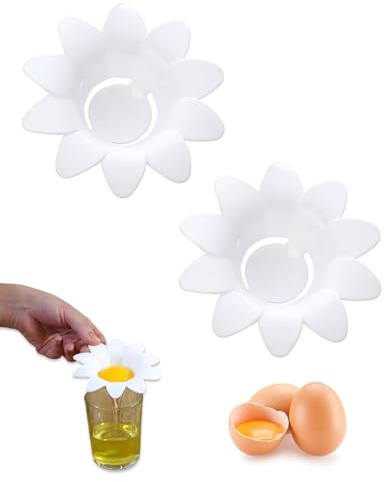 ZEXIJOW 2 Piezas Separador de huevos en forma de margarita,Herramienta de para separar yemas de huevo para la cocina y la repostería,Separador de huevos redondo para separar claras y yemas de huevo