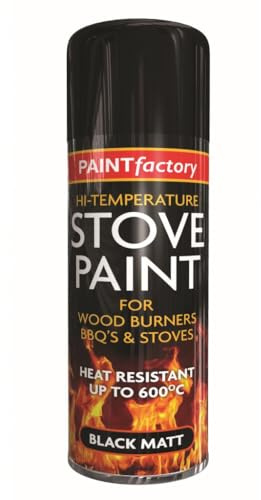 Nain's High Temp Stove Spray Paint Black Matt 400ml – Heat Resistant up to 600°C | Self-Priming High Temperature Matt Black Spray Paint for Wood Burners, Stoves, BBQs, Chimneys & Fireplaces