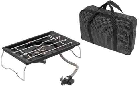 BlesConi Fornello da campeggio da tavolo in acciaio inox IGT 6000 W Fornello a gas portatile per cucinare all'aperto barbecue da picnic con adattatori per carburante