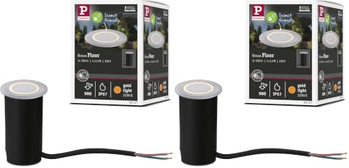 Paulmann 94727 LED Außenleuchte Bodeneinbauleuchte Goldlicht insektenfreundlich IP67 rund 50mm 2200K 2,2W 15lm 230V Alu Kunststoff, Metall (Packung mit 2)