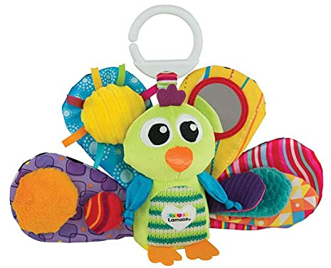 LAMAZE Jacques the Peacock, Clip on Pram and Pushchair Newborn Baby Toy, Sensory Toy for Babies Boys and Girls from 0 to 6 Months