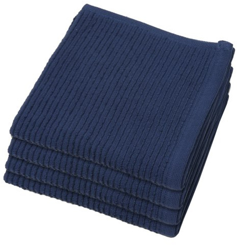 Now Designs Ripple Kitchen Dishcloth, Set of 4, Indigo Blue