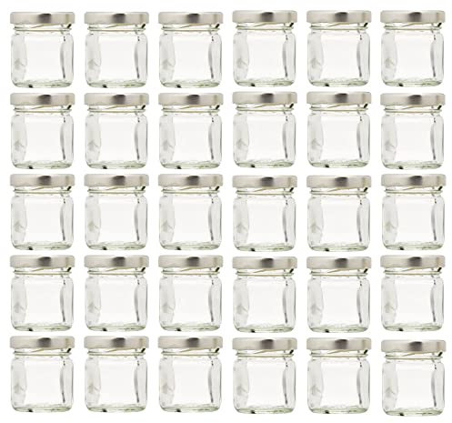 Piccolo marmellata/barattoli Chutney con Coperchio in Argento, 42 ml, 30 Pezzi