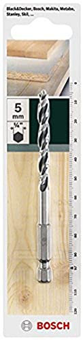 Bosch Accessories 2609255149 Mèche à bois hélicoïdale HSS queue six pans 1/4 5,0 x 52 x 97 mm
