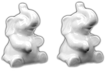 Holst Porzellan EL 001 Salz & Pfeffer Menage Elefanten, weiß, 4.5 x 5 x 7 cm, 2 Einheiten