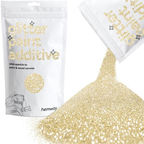 Champagne Gold Glitter Paint Additive 100g for Adding Sparkle to Paints & Varnish | Paint Walls Sparkly Add to Emulsion, Acrylic or Lacquer Indoor | Hemway