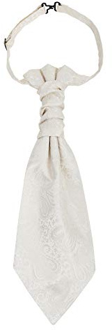 WANYING Uomo Cravatta Plastron Pre-legata Pre Annodata con Chiusura a Gancio Regolabile Cravatta Larga Cravatta Sposo da Cerimonia - Motivo Paisley Bianco