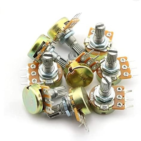 Tegg 9PCS Linear Taper Rotary Potentiometer Pot B1K 2K 5K 10K 20K 50K 100K 500K 1M Ohm Shaft 15mm