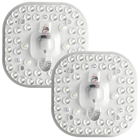 WULUN Modulo LED Circolare Quadrata, Kit di conversione soffitto da 24 Watt, Con Magnete, Bianco Freddo 6000K, Pannello a LED, 6.2 pollici, 2200 lumen,165V-265V, Non dimmabile, 2 Pezzi