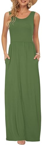AUSELILY Women's Casual Summer Dress Army Green L