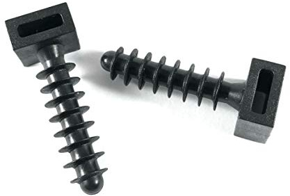 Pack of 100 Black Cable Tie Masonry Screw Mounts for up to 9 mm Cable Tie, Press/Push/Tap Fit, UK Made Premium Fixing Plug