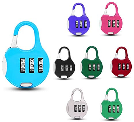 MiaLover 8 Stück Mini-Vorhängeschloss, 3-stellig, Zurücksetzbar, Vorhängeschloss Zahlenschloss für Schule Fitnessraum Außenschuppen Haspeschrank Reisekoffer, 8 Farbe