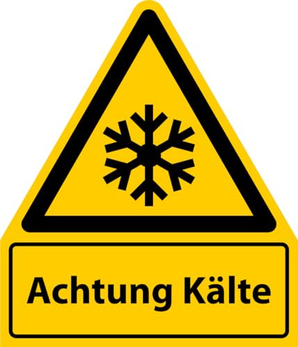 Aufkleber Warnung „Achtung Kälte“ Kombi Folie signalgelb ähnl. ISO 7010 W010 | Größen wählbar Made in Germany, Größen Name: 210x245 mm