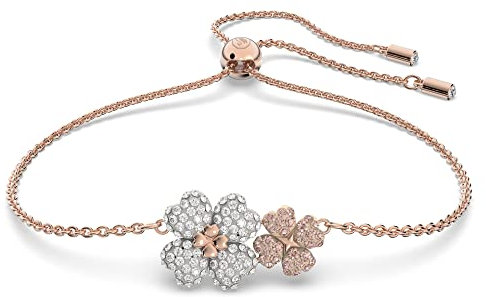 Swarovski Latisha Armband, Rhodiniertes Damenarmband mit Edlen Blumen-Motiven und Strahlenden Swarovski Kristallen