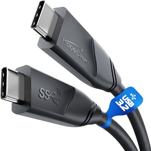 KabelDirekt – Cable USB-C – 1m, negro, 10Gbit/s, 100W | Tipo C, cable de datos/de carga, hasta 10Gbit/s y corriente de carga de 100W con Power Delivery/PD 3, chip integrado
