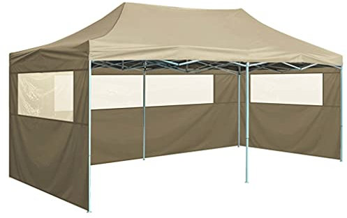 Kstyhome Profi-Partyzelt Faltbar mit 4 Seitenwänden, Pavillon, Zeltgarage, Bierzelt, Weidezelt, Carport, Lagerzelt Winterfest, Garagenzelt, Gartenpavillon, 3×6m Stahl Creme