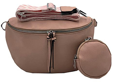 stylx Crossbody Bag Damen Leder Breiter Gurt Handtasche Umhängetasche Moderne Taschen mit breitem Schultergurt,Abnehmbarer Schultergurt,Schwarz. (2rosa)