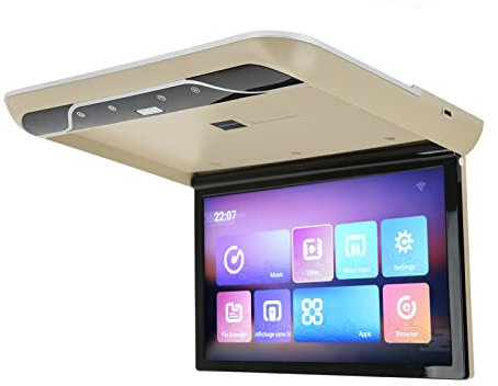 Aramox Car Roof Player, 19 Pollici Auto Android 9.0 Monitor Soffitto Operazione Touch Screen Multifunzione Car Hd Tv Monitor Soffitto Lettore di Intrattenimento (Beige)
