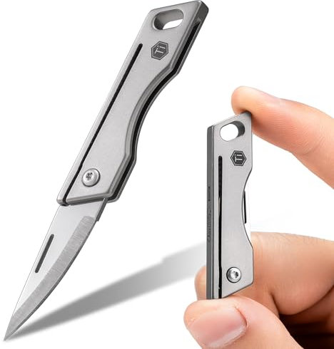 KeyUnity KK06 Coltello Tascabile,Mini EDC, Piccolo Coltello Pieghevole in Titanio con foro Portachiavi Integrato per il Trasporto Quotidiano, Escursionismo