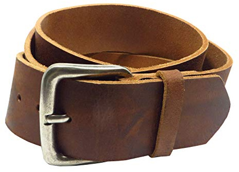 Chrissys-in Ledergürtel braun 5 cm breit Büffelleder aus eigener Fertigung Jeans Damen Herren breiter Gürtel Arbeitshose
