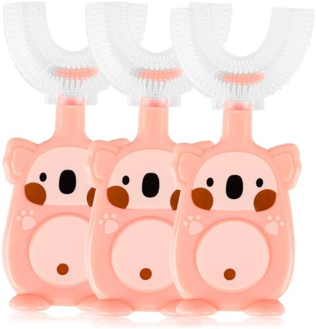 AYNKH 3PCS Kinder U-förmige Zahnbürste, 360° Ganzmund, manuelle Mundreinigung, Lebensmittelqualität, weicher Silikonbürstenkopf für 2-6 Jahre Kinder Kleinkind Baby Training Zähne Pinsel