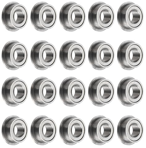 sourcing map MF63ZZ Flanged Ball Bearing, 20pcs 3x6x2.5mm Chrome Steel Double Shielded Flange Bearings