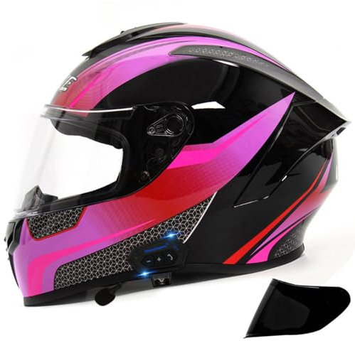 Klapphelm Motorradhelm, Bluetooth Integralhelm, Mit Doppelvisier, ECE Genehmigt, Hochfeste Schale, Atmungsaktiv Und Bequem, Für Erwachsene, Frauen Und Männer