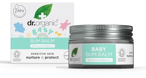 Baume pour le Change de Bébé au Calendula Dr Organic, Crème pour l'Érythème Fessier, Sensible, Lanoline, Testé Dermatologiquement, Sans Cruauté, Sans Paraben & SLS, Bio Certifié, 50ml