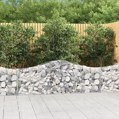 ARKEM Muro di gabbione Rete Metallica Cestino in Pietra Cestino in Pietra in Ferro zincato Muro di Sostegno per fioriera a Spirale per Esterni,Cesto Gabbione ad Arco 200x30x60/80 cm Ferro Zincato