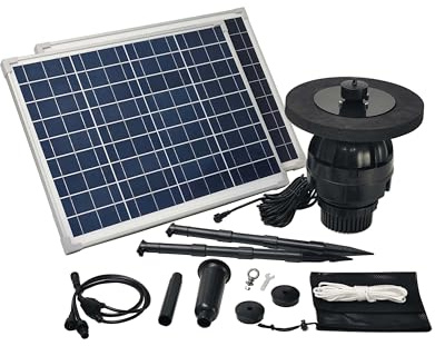 50W Floating Solar Pond Fountain Complete Pump Kit for Ponds 3 ft or Deeper 8 Feet Wide or Larger