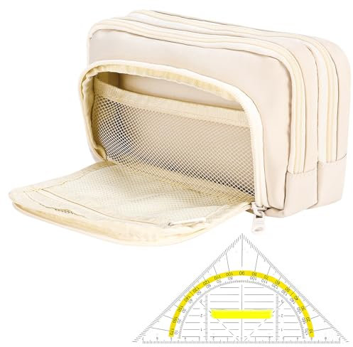 patinadrift Federmäppchen Groß Kapazität Federtasche Mädchen Federmappe Multifunktionales Mäppchen Mädchen Oxford Gewebe Aesthetic Federtaschen Federpenal mit Geodreieck Schreibwaren für Schule, Büro