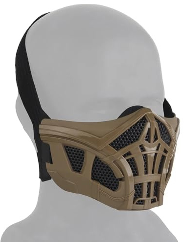 Peminkoo Masque Tactique Demi-Visage Paintball Airsoft Protection Scorpion Masque intérieur en Silicone Respirant Cosplay Masques