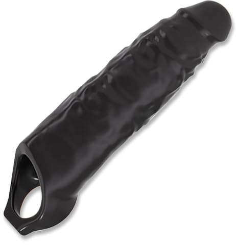 Penishülle Penis Sleeve mit Rutschfest Verdickt Hodenring,Penismanschetten für Penisvergrößerung,Penis Extender für Penis,Eichel Stimulator Mann,Sex Spielzeug für die Männer (Schwarz)