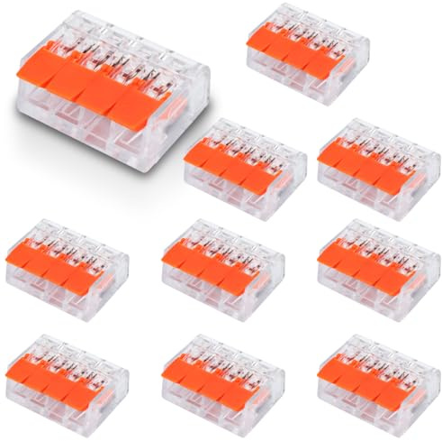 Innfeeltech 10 Stück Verbindungsklemme, 4-Port Anschlussklemme, parallel, mit Hebel, Kabelverbinder mit 0,2-4 mm² Leiteranschluss für DIY Projekte