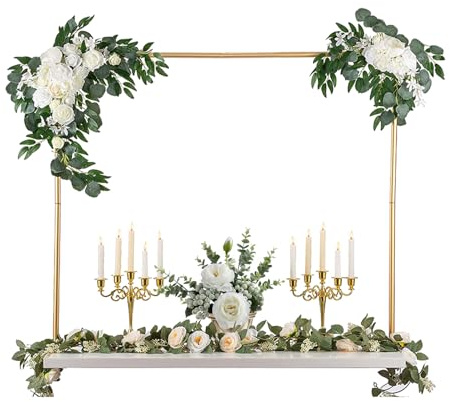 Grande tavolo per matrimonio, anello in metallo, telaio quadrato in metallo, per feste, eventi, cerimonie, con regolabile, altezza 108-71, lunghezza 250-73 cm