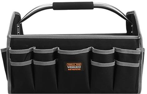 Werkzeugtasche mit breiter Öffnung, Werkzeugtasche, Organizer, kleine Tragetasche, breite Öffnung, Elektriker, offene Oberseite, Tragetasche, robuster Werkzeugkorb mit Griff,