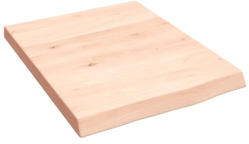 Makastle Waschtischplatte Holzbohlen Ideal für Aufsatzwaschbecken, Tischplatte Holzplatte Baumkanten-Platte für Heimwerker, Arbeitsplatten, 40x50x(2-4) cm Massivholz Unbehandelt