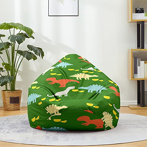 DOTBUY-SHOP Pouf Poltrona a Sacco Gigante, Stampa Dinosauro Bean Bag Bambini & Adulti (Senza Imbottitura), Morbido e Accogliente Puffo per Sedersi Poltrona da Lettura (XL,Dinosauro 1)