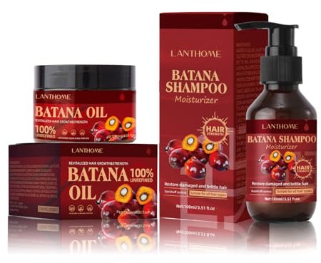 Batana Ensemble Shampooing et Après-Shampoing pour la Croissance des Cheveux Naturels et Biologiques - Nourrit, Restaure les Cheveux Abîmés, Rend Luxuriants et Brillants