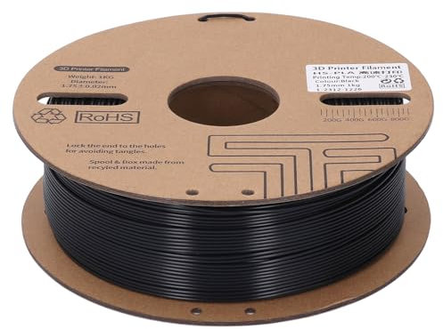 Lybunair Schwarzes PLA-Kunststofffilament, 1 kg, 1,75 mm, 3D-Drucker-Filament, Hochgeschwindigkeitsdruck-Verbrauchsmaterial für Ender 3, 30–600 mm/s